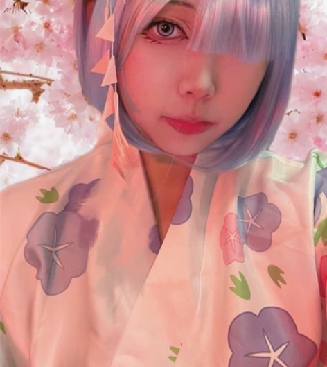 蕾姆cos服浴衣 买回来以后就在家中拍过一...