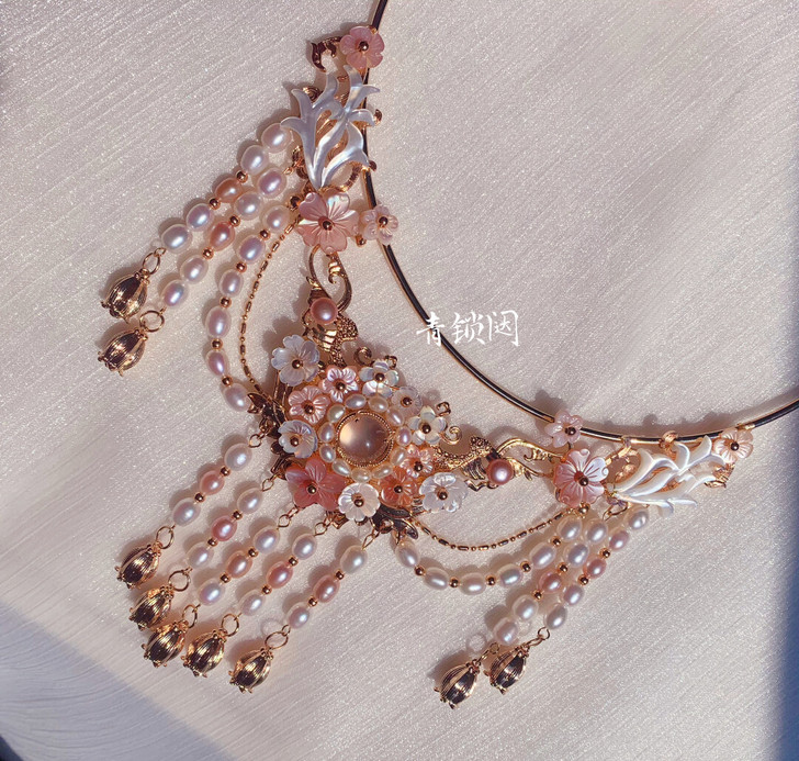 粉蝶贝珍珠璎珞 蝶贝璎珞 珍珠璎珞  昙华...