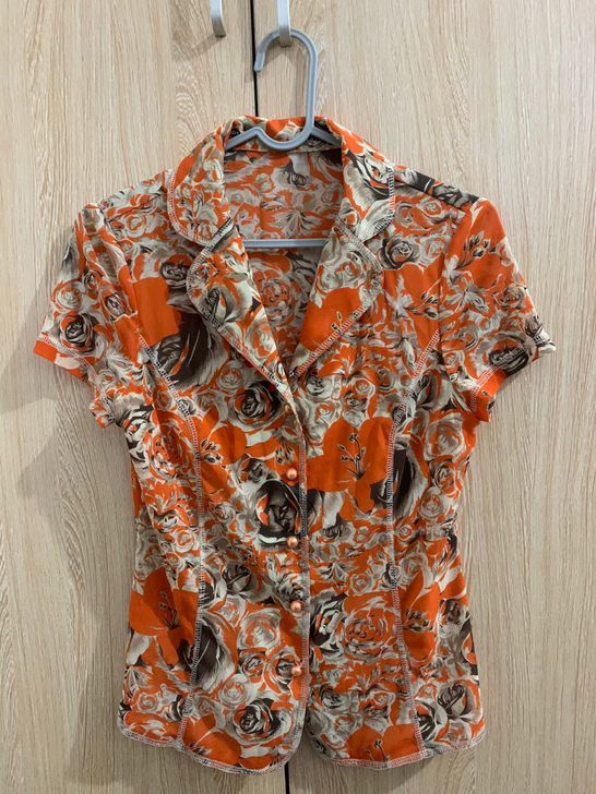 vintage古着y2k千禧复古玫瑰短袖