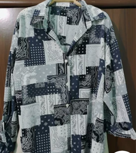 休闲宽松印花中性风轻薄衬衣,宽松版型,实体...