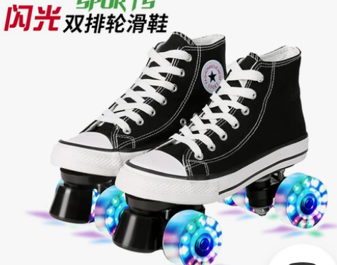 旱冰鞋 新款帆布夏季透气双排溜冰鞋四轮滑鞋...