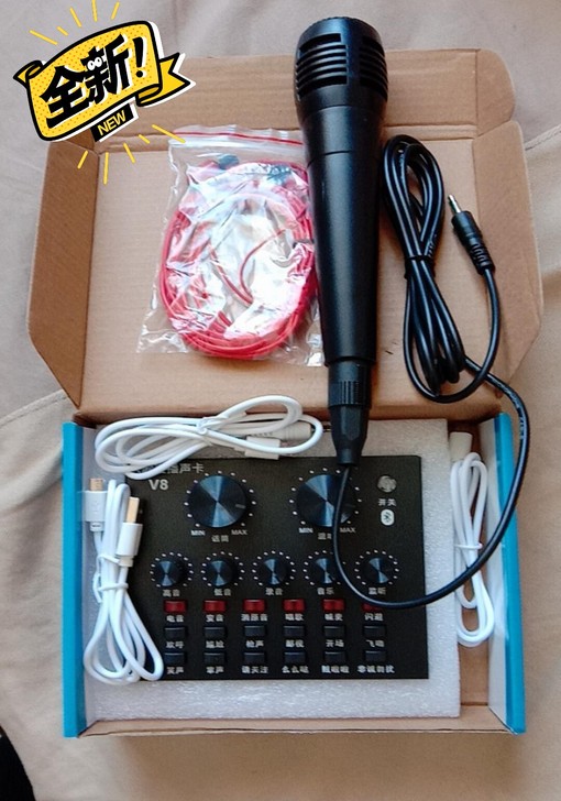v8声卡直播全套手机唱歌变声器话筒电脑直播...