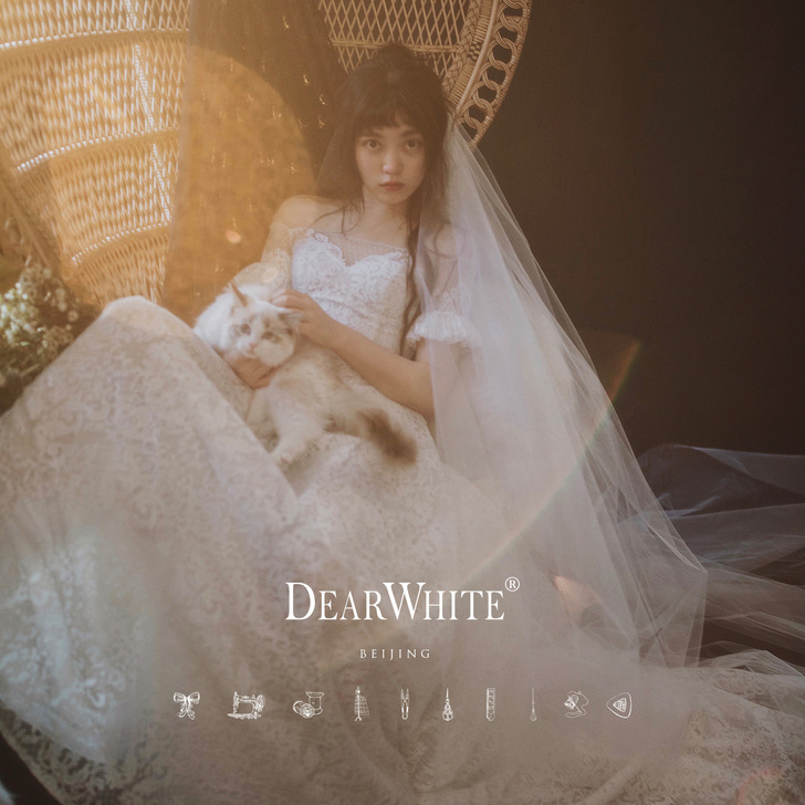 亲爱的白正品《云霜》素纱结婚婚礼婚纱韩式超...