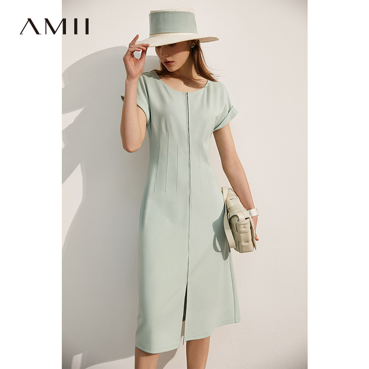 Amii极简名媛风气质连衣裙女2021春新...