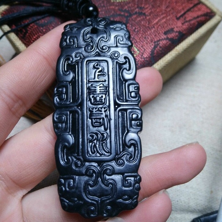 正品新疆墨玉上善若水吊坠墨绿玉厚德载物项链...