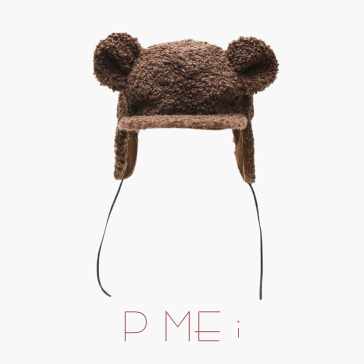 PMEi秋冬季保暖帽可爱小熊雷锋帽女冬天防...