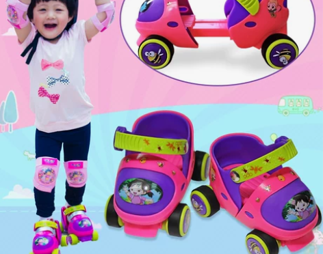 旱冰鞋 幼儿双排溜冰鞋儿童轮滑鞋宝宝四轮旱...