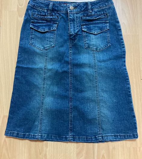 水洗 复古 牛仔 半身裙 开衩 中裙 w6...