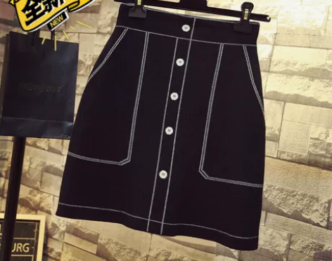 秋冬新款学院风韩版修身包臀高腰中裙针织半身...