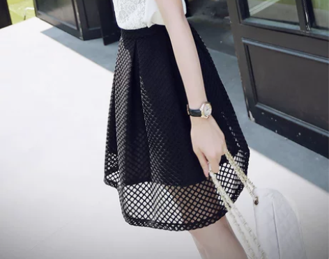 镂空半身裙女高腰蓬蓬裙网纱中裙新款夏季百…...