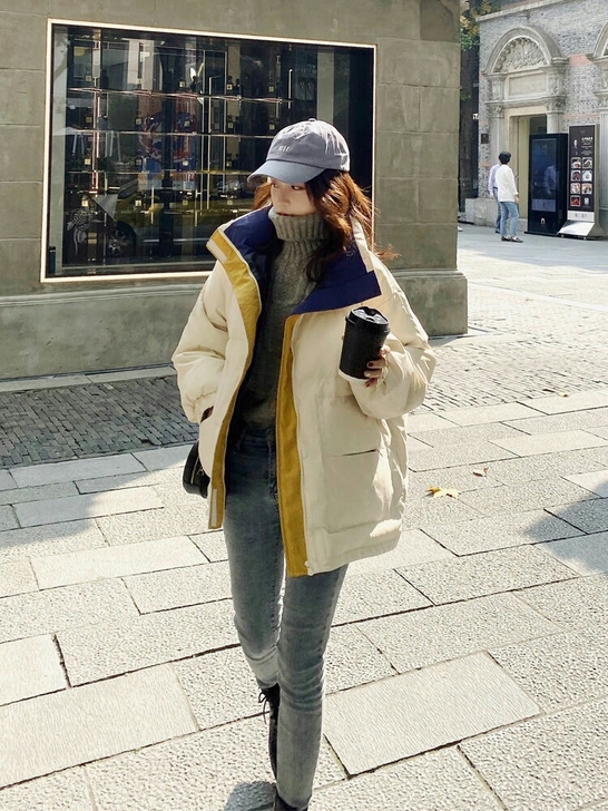 羽绒棉服女2021新款韩版宽松港风学生in...