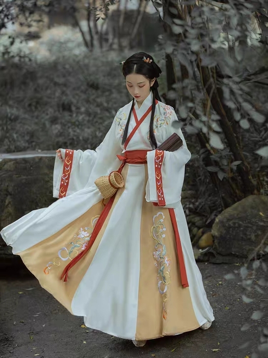 笑寒千韵岗原创汉服女夏季薄款中国风晋制襦裙...