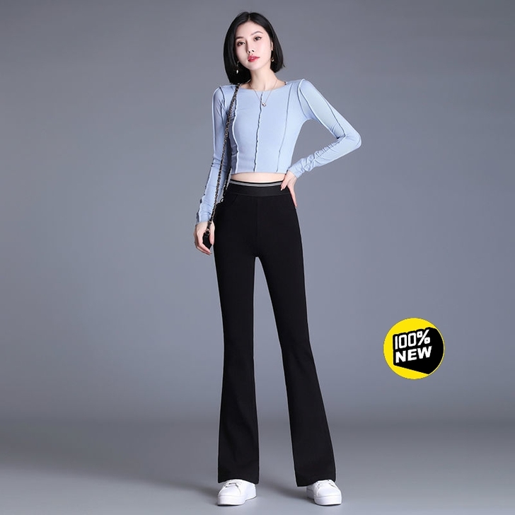 【特价清仓】修身微喇叭裤女高腰2021夏秋...