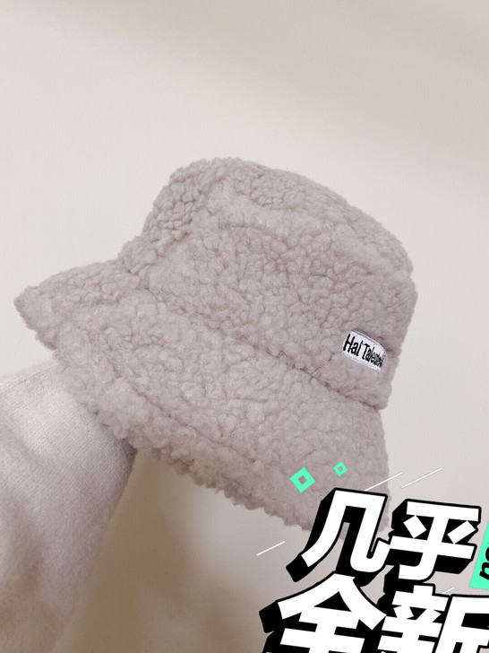 秋冬羊羔毛渔夫帽女baby明星同款毛绒帽子...