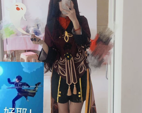 原神胡桃cos 衣服L码有戒指➕漫美假毛 ...