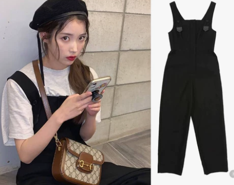 IU李知恩明星同款韩版长裤拉链口袋连体裤休...