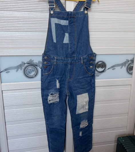 包邮出闲置：减龄高腰牛仔背带裤女宽松韩版学...