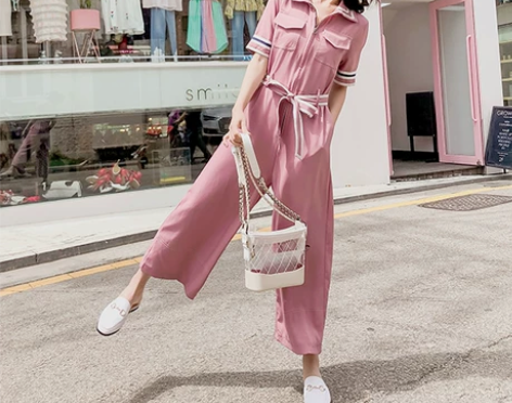 连体裤女2018夏季新款港味学生高腰宽松雪...