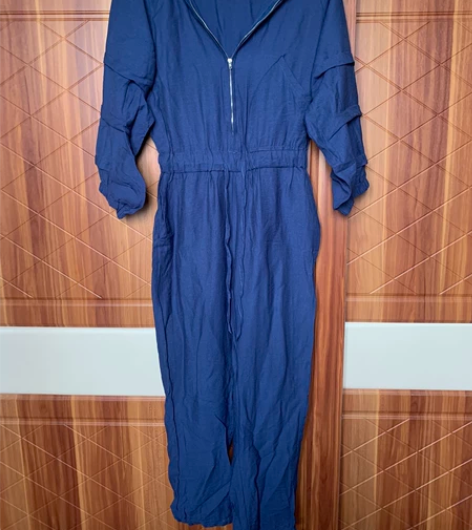 深蓝色棉麻连体裤 全新均码，长度126，，...
