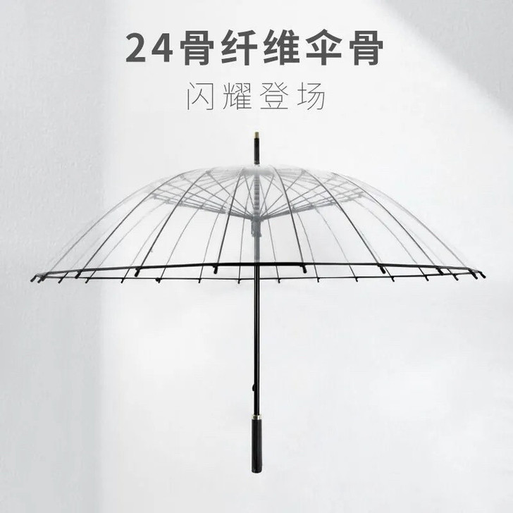 16骨大号加厚男女长柄透明雨伞ins学生韩...