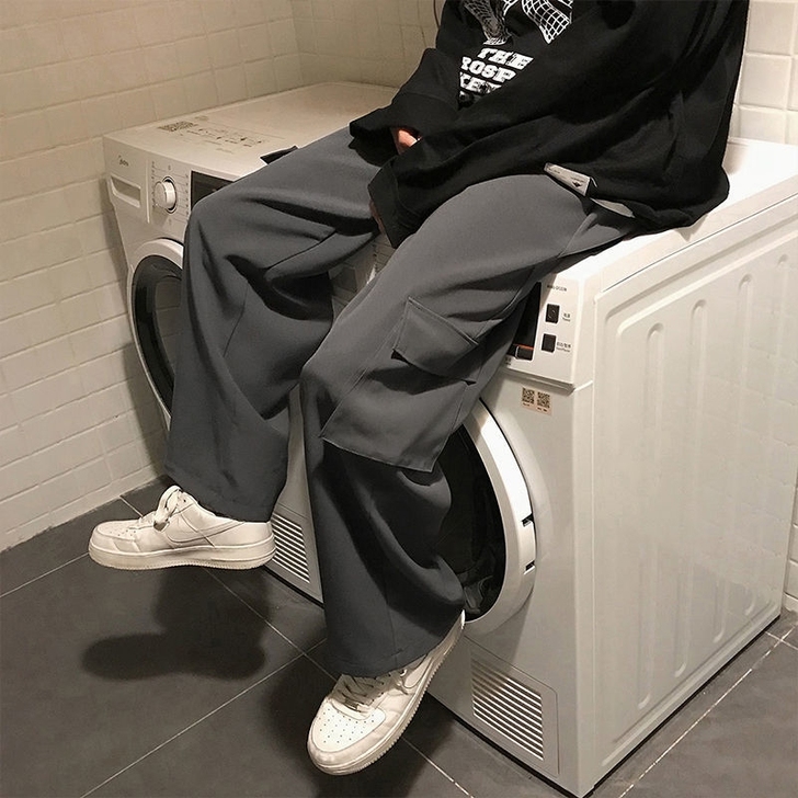 阔腿裤男韩版潮流工装裤宽松休闲裤ins港风...