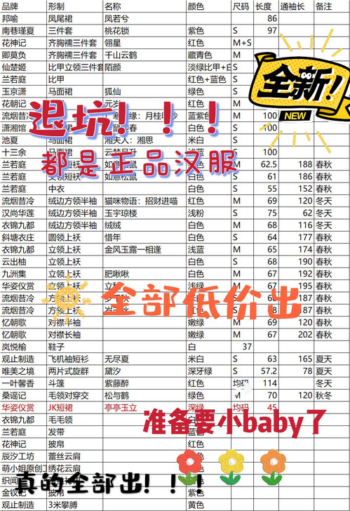 【退坑】先到先得！所有汉服全部出！我都列在...