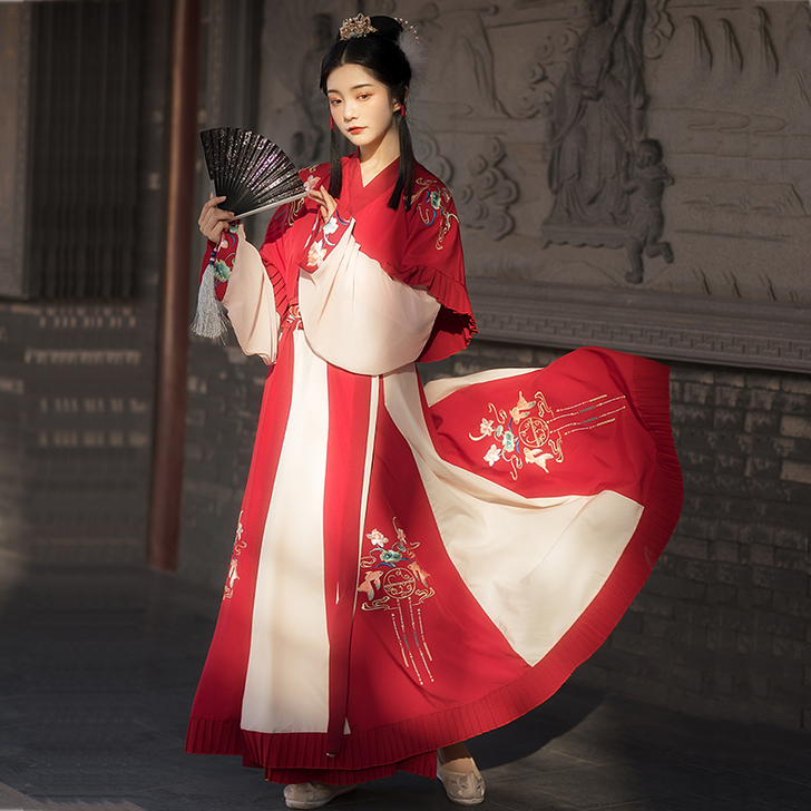 云芳晴浮蕖清原创汉服女晋制魏晋风交领半臂齐...