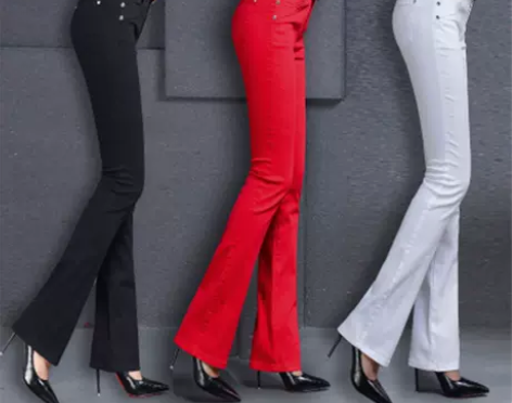 微喇叭裤长裤2022年春秋糖果彩色阔腿裤韩...