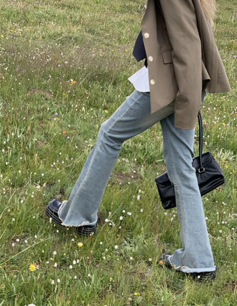 喇叭牛仔裤 牛仔裤喇叭裤高腰红人馆微喇女春...