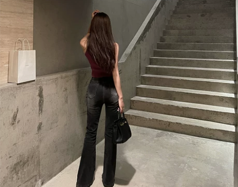 喇叭牛仔裤 喇叭牛仔裤女裤子OKMA 微喇...