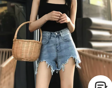 牛仔短裤女夏港味复古chic网红同款短裤宽...