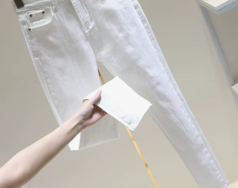 白色高腰牛仔裤女2019早春新款韩版显瘦紧...