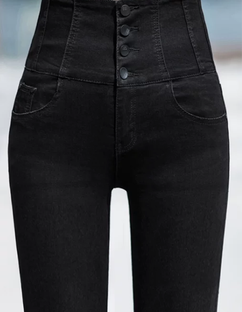 高腰牛仔裤 高腰牛仔裤女长裤女弹力紧身九分...