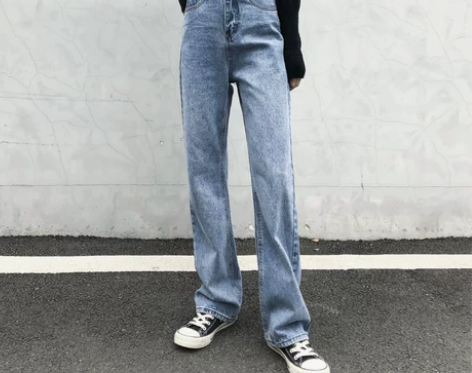 2019春季新款泫雅复古高腰宽松坠感阔腿直...