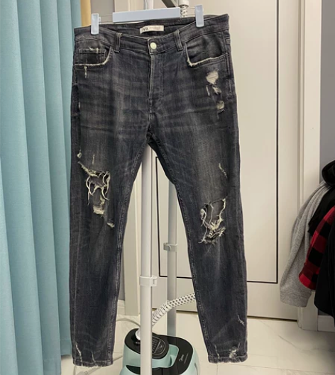 【个人闲置】男士Zara正品做旧破洞牛仔裤...