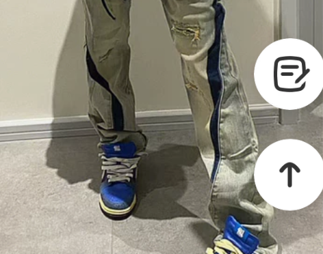 大码街头宽松黄泥牛仔裤男女做旧水洗撞色分