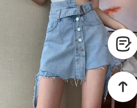 排扣不规则破洞牛仔短裤女夏2022新款大码...