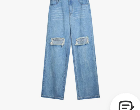 【出】几乎全新 破洞牛仔裤女高腰显瘦直筒小...