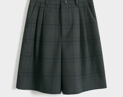 哈果超人高腰格子裤女宽松直筒裤休闲裤复古五...