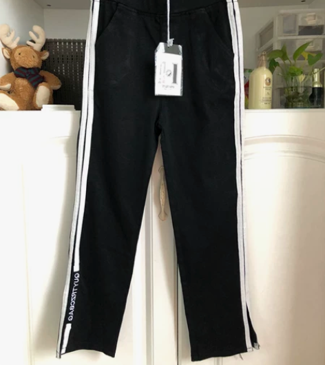 九分裤休闲裤女士春秋款微喇裤高腰显瘦条纹开...