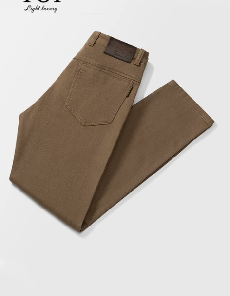 TOI轻奢卡其色休闲裤男2022秋季款中腰...