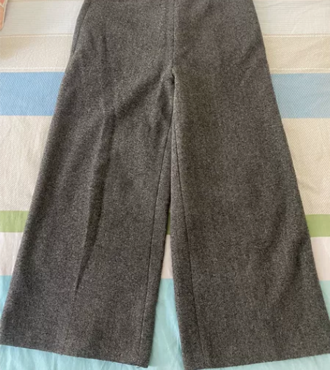 高腰毛呢阔腿裤女春秋2022显瘦裙裤羊毛九...