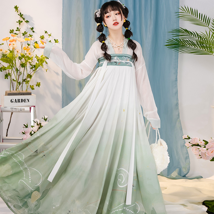 云芳晴青禾月唐制汉服女中国风正品原创对襟齐...