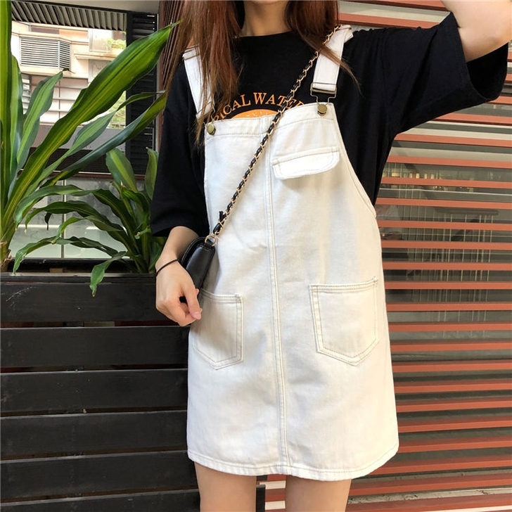 牛仔背带裙女2021春夏季宽松显瘦韩版减龄...