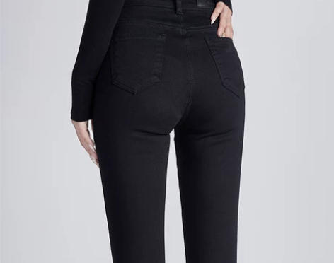 黑色牛仔裤女高腰2022春季新款九分紧身显...