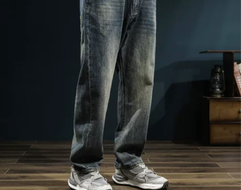 复古高街牛仔裤男宽松直筒2022新款秋季潮...