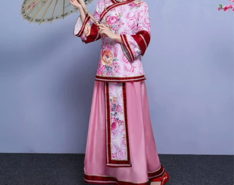 古装女丫鬟伴娘喜服中式闺蜜团秀禾礼服锁清秋...