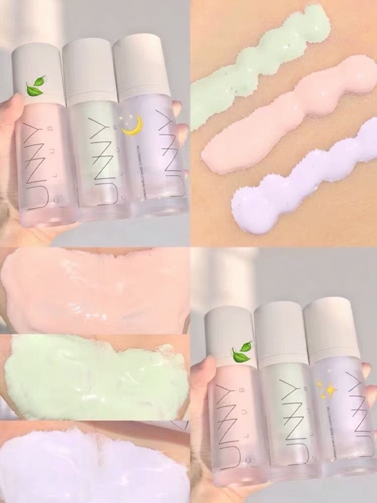 出UNNY隔离霜，绿色粉色紫色三个颜色都有...