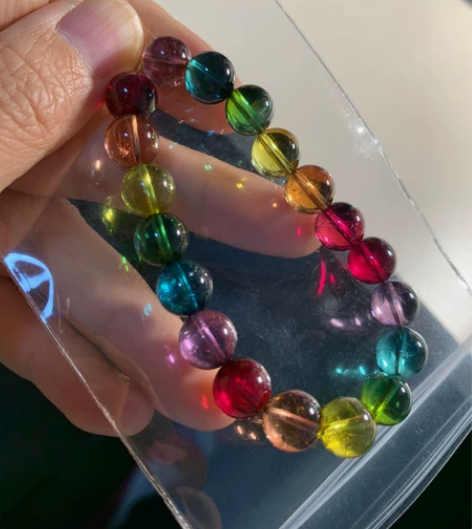 全净彩虹碧玺手串手链手训 这串让我词穷,犹...