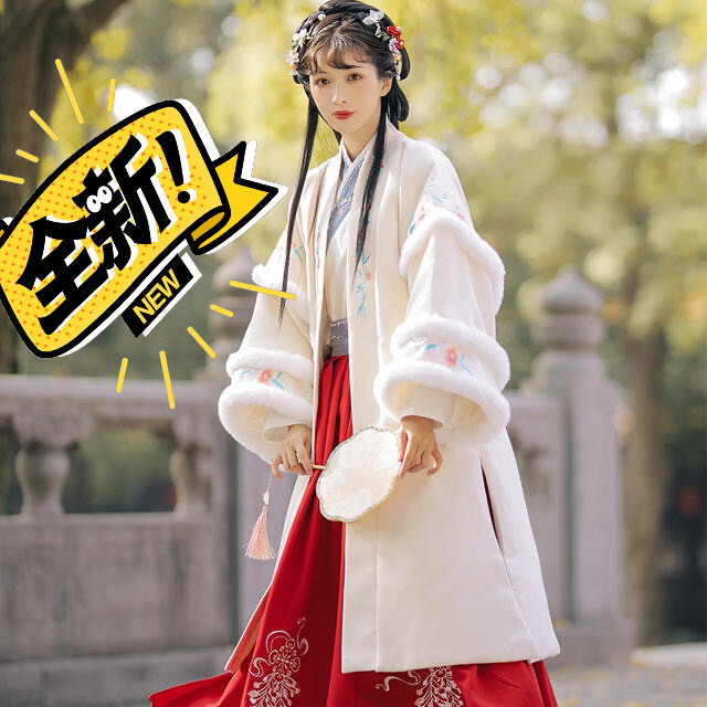 慕雪橙橙 原创汉服女秋冬汉元素毛呢大衣改良...